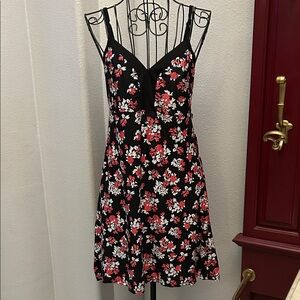 Floral Black and Red Teddy- Slip Nighty